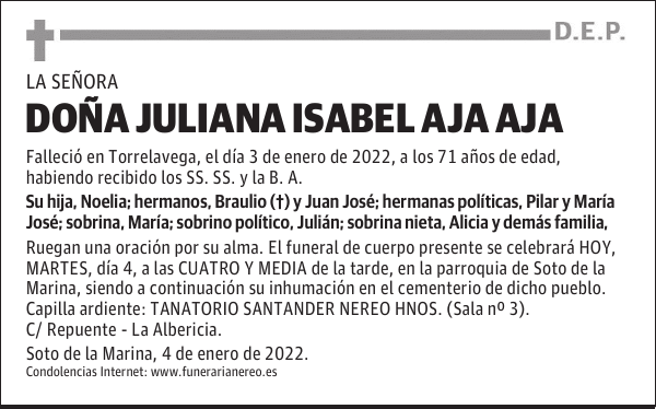 DOÑA JULIANA ISABEL AJA AJA