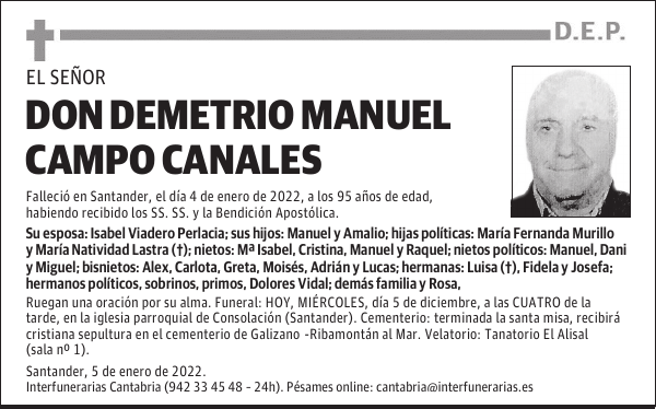 DON DEMETRIO MANUEL CAMPO CANALES