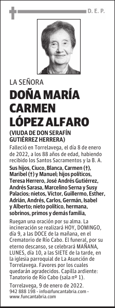 DOÑA MARÍA CARMEN LÓPEZ ALFARO
