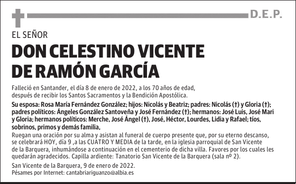 DON CELESTINO VICENTE DE RAMÓN GARCÍA