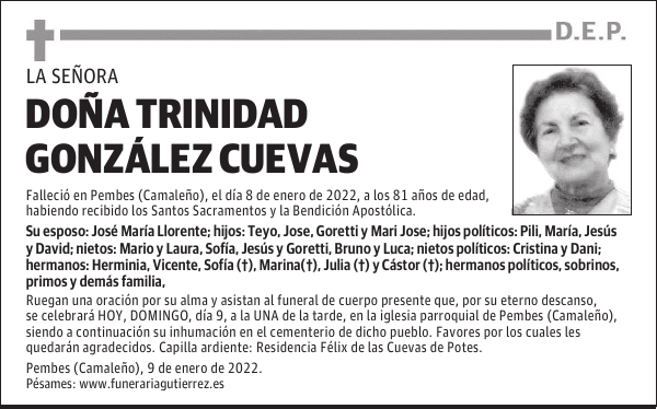 DOÑA TRINIDAD GONZÁLEZ CUEVAS