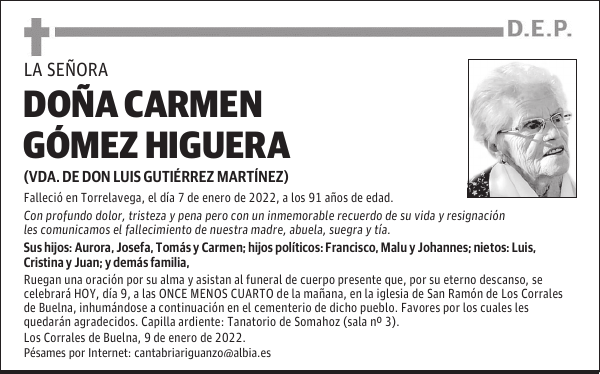 DOÑA CARMEN GÓMEZ HIGUERA
