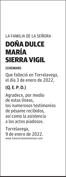 DOÑA DULCE MARÍA SIERRA VIGIL