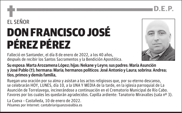 DON FRANCISCO JOSÉ PÉREZ PÉREZ