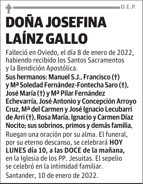 DOÑA JOSEFINA LAÍNZ GALLO