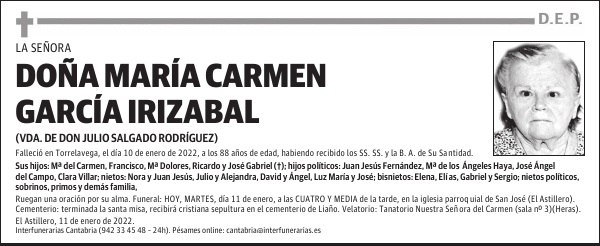 DOÑA MARÍA CARMEN GARCÍA IRIZABAL