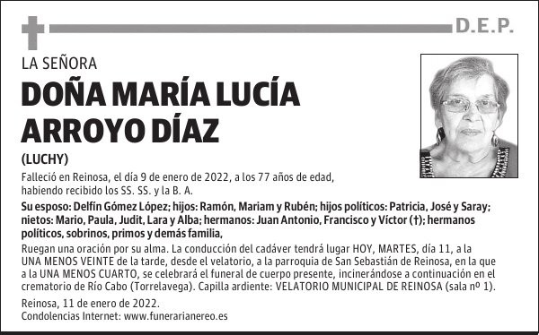 DOÑA MARÍA LUCÍA ARROYO DÍAZ