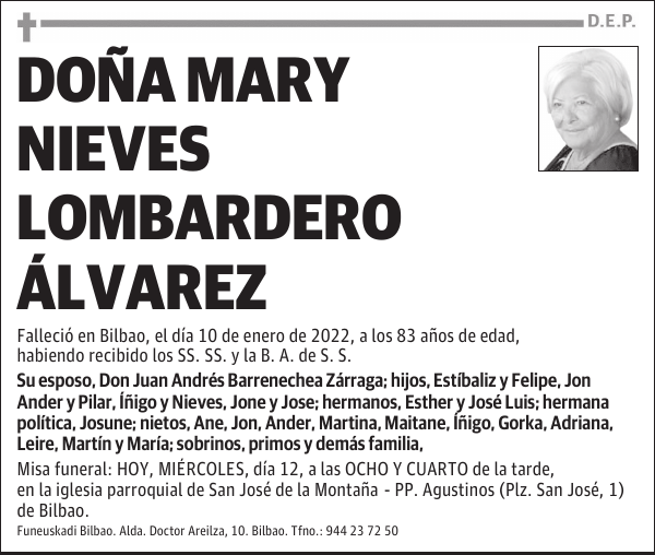 DOÑA MARY NIEVES LOMBARDERO ÁLVAREZ