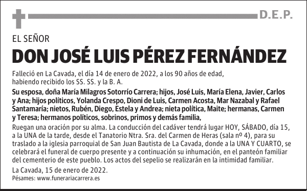 DON JOSÉ LUIS PÉREZ FERNÁNDEZ