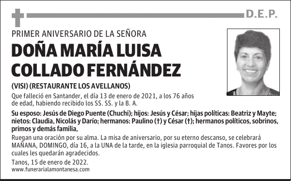 DOÑA MARÍA LUISA COLLADO FERNÁNDEZ