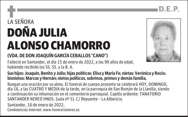 DOÑA JULIA ALONSO CHAMORRO