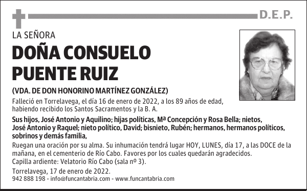 DOÑA CONSUELO PUENTE RUIZ