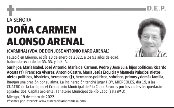 DOÑA CARMEN ALONSO ARENAL