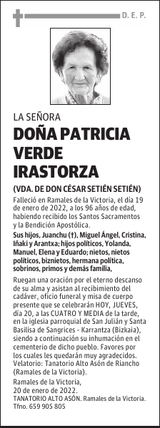 DOÑA PATRICIA VERDE IRASTORZA