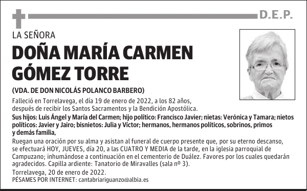 DOÑA MARÍA CARMEN GÓMEZ TORRE
