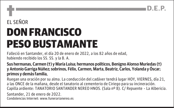 DON FRANCISCO PESO BUSTAMANTE
