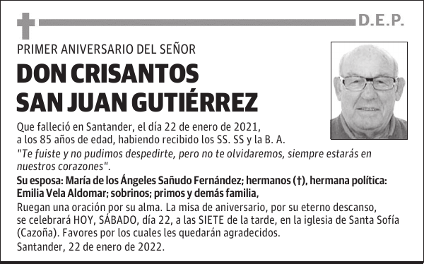 DON CRISANTOS SAN JUAN GUTIÉRREZ