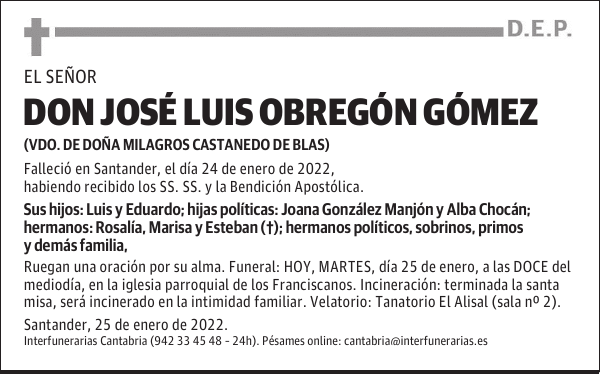 DON JOSÉ LUIS OBREGÓN GÓMEZ