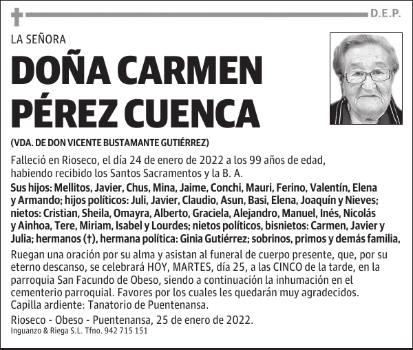 DOÑA CARMEN PÉREZ CUENCA