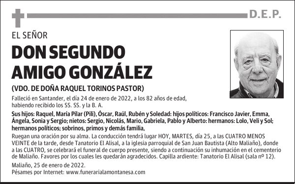 DON SEGUNDO AMIGO GONZÁLEZ