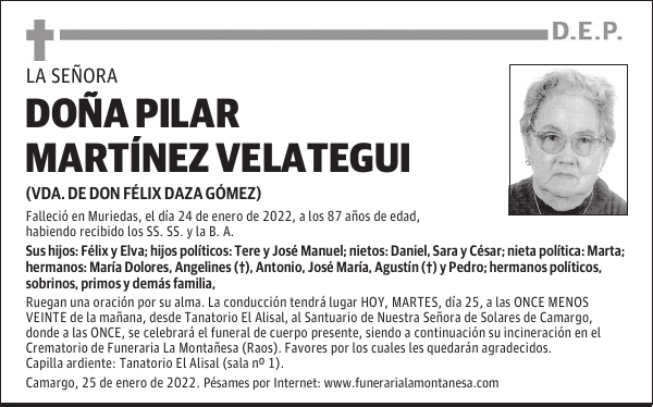 DOÑA PILAR MARTÍNEZ VELATEGUI