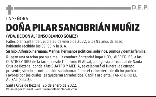 DOÑA PILAR SANCIBRIÁN MUÑIZ