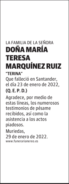 DOÑA MARÍA TERESA MARQUÍNEZ RUIZ