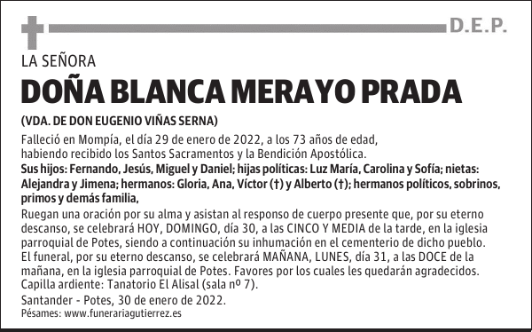 DOÑA BLANCA MERAYO PRADA