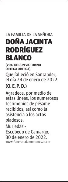 DOÑA JACINTA RODRÍGUEZ BLANCO