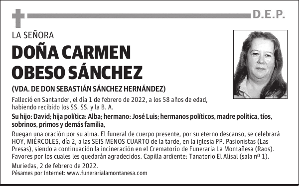 DOÑA CARMEN OBESO SÁNCHEZ