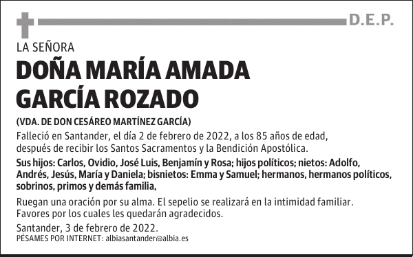 DOÑA MARÍA AMADA GARCÍA ROZADO
