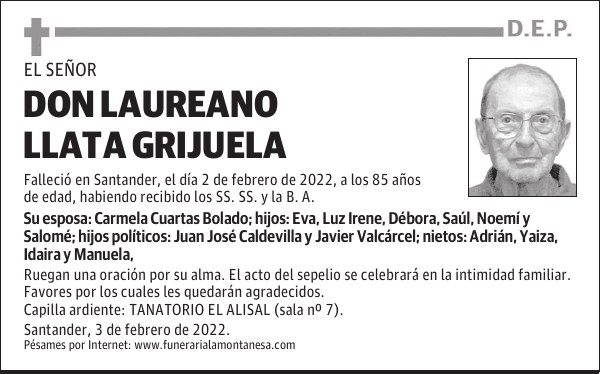 DON LAUREANO LLATA GRIJUELA