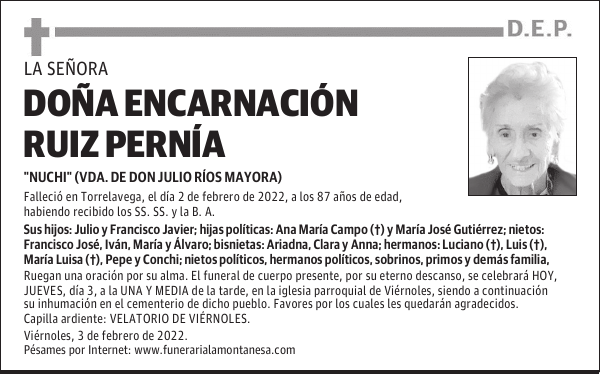 DOÑA ENCARNACIÓN RUIZ PERNÍA