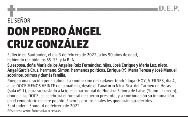 DON PEDRO ÁNGEL CRUZ GONZÁLEZ