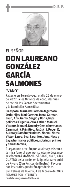 DON LAUREANO GONZÁLEZ GARCÍA SALMONES