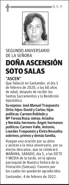 DOÑA ASCENSIÓN SOTO SALAS
