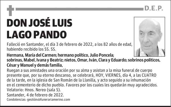 DON JOSÉ LUIS LAGO PANDO