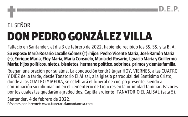 DON PEDRO GONZÁLEZ VILLA