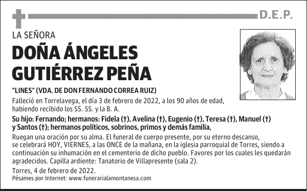 DOÑA ÁNGELES GUTIÉRREZ PEÑA