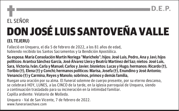 DON JOSÉ LUIS SANTOVEÑA VALLE
