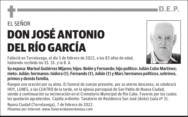 DON JOSÉ ANTONIO DEL RÍO GARCÍA