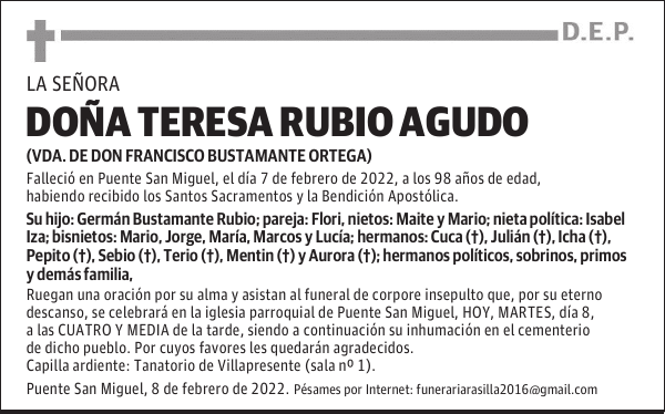 DOÑA TERESA RUBIO AGUDO