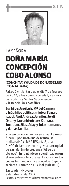 DOÑA MARÍA CONCEPCIÓN COBO ALONSO