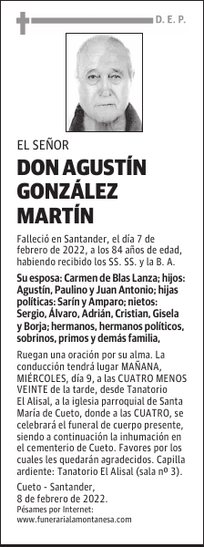 DON AGUSTÍN GONZÁLEZ MARTÍN
