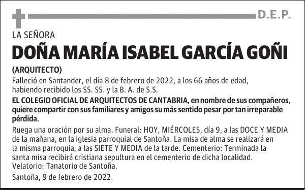 DOÑA MARÍA ISABEL GARCÍA GOÑI
