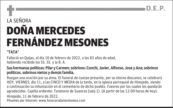 DOÑA MERCEDES FERNÁNDEZ MESONES