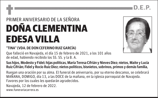 DOÑA CLEMENTINA EDESA VILLA