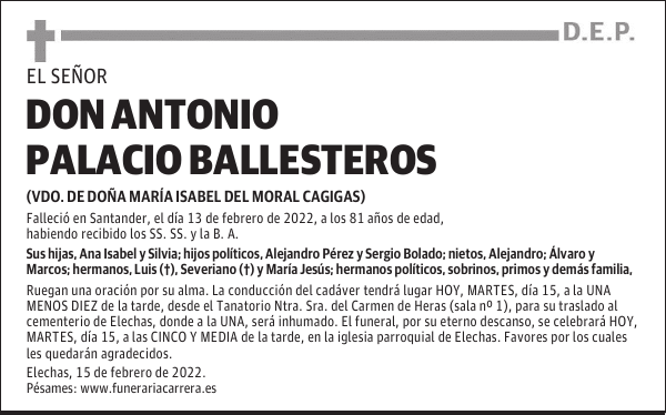 DON ANTONIO PALACIO BALLESTEROS