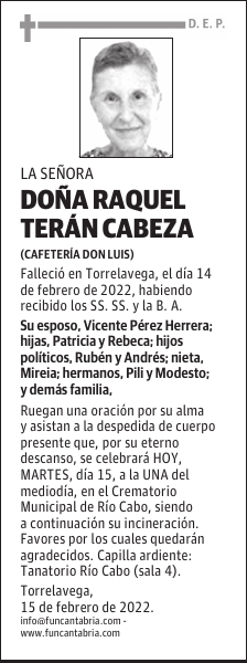 DOÑA RAQUEL TERÁN CABEZA