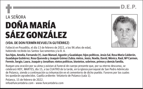 DOÑA MARÍA SÁEZ GONZÁLEZ